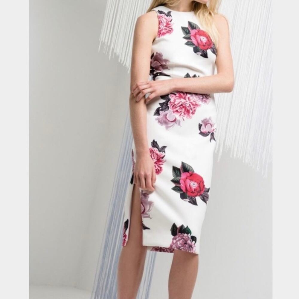 C/Meo Collective Ivory Floral Erase Me Scuba Knit Dress Sz.S NWT